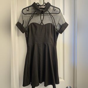 Rehab Black Mini Dress with Sheer Details Sz MED